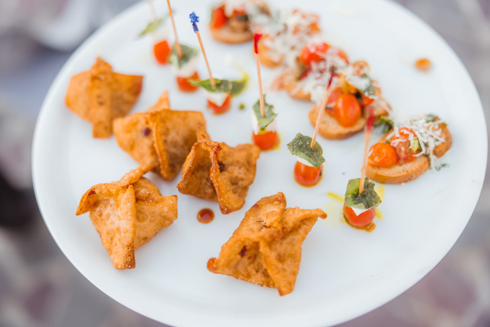 Plated appetizers prepared for guests