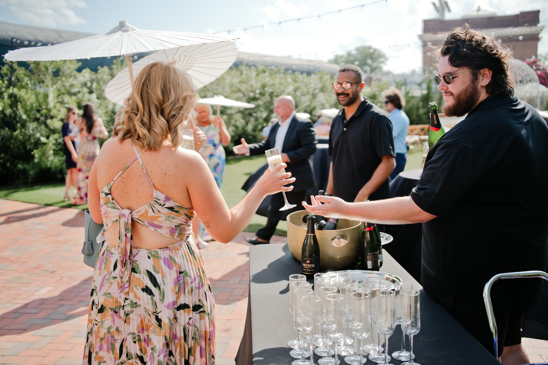 Champagne welcome service at an event